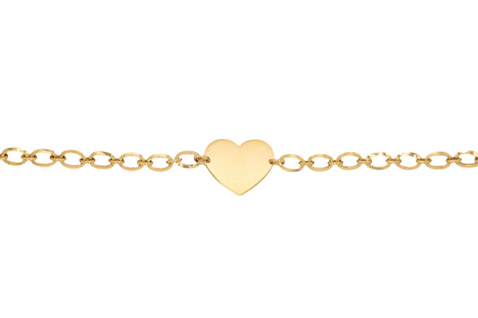 14k Gold Chain Bracelet with Heart