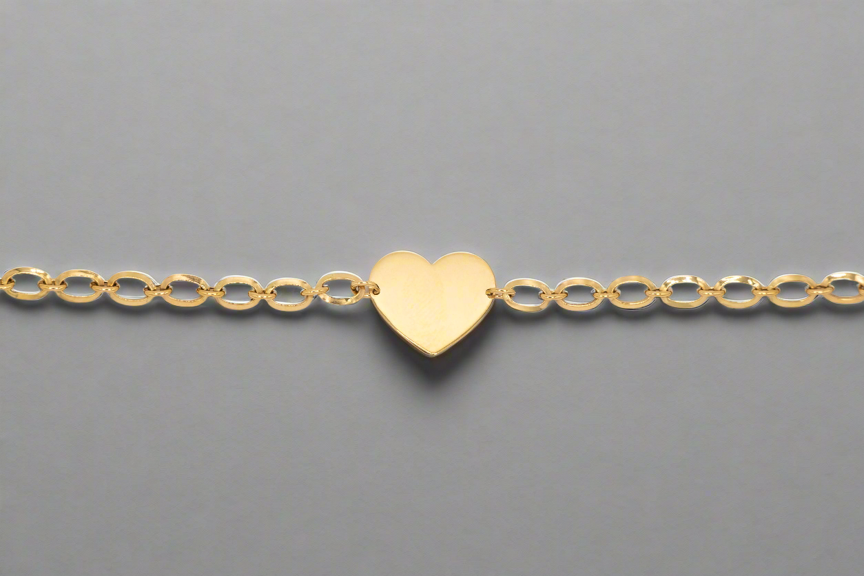 14k Gold Chain Bracelet with Heart