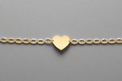 14k Gold Chain Bracelet with Heart