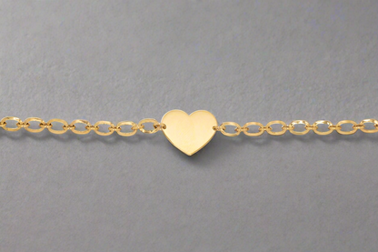 14k Gold Chain Bracelet with Heart