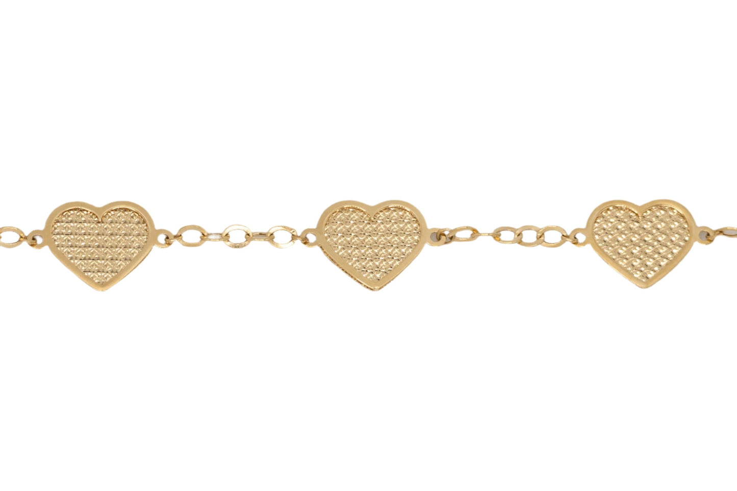 14k Gold Diamond Cut Heart Bracelet