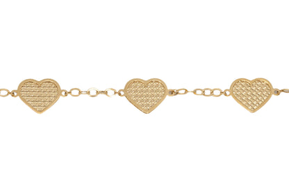 14k Gold Diamond Cut Heart Bracelet