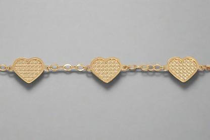 14k Gold Diamond Cut Heart Bracelet