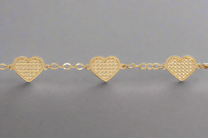 14k Gold Diamond Cut Heart Bracelet