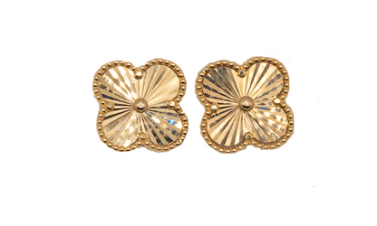 14k Gold Clover Stud Earrings