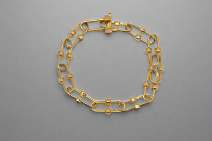 14k Gold Oval with Square Links Bracelet