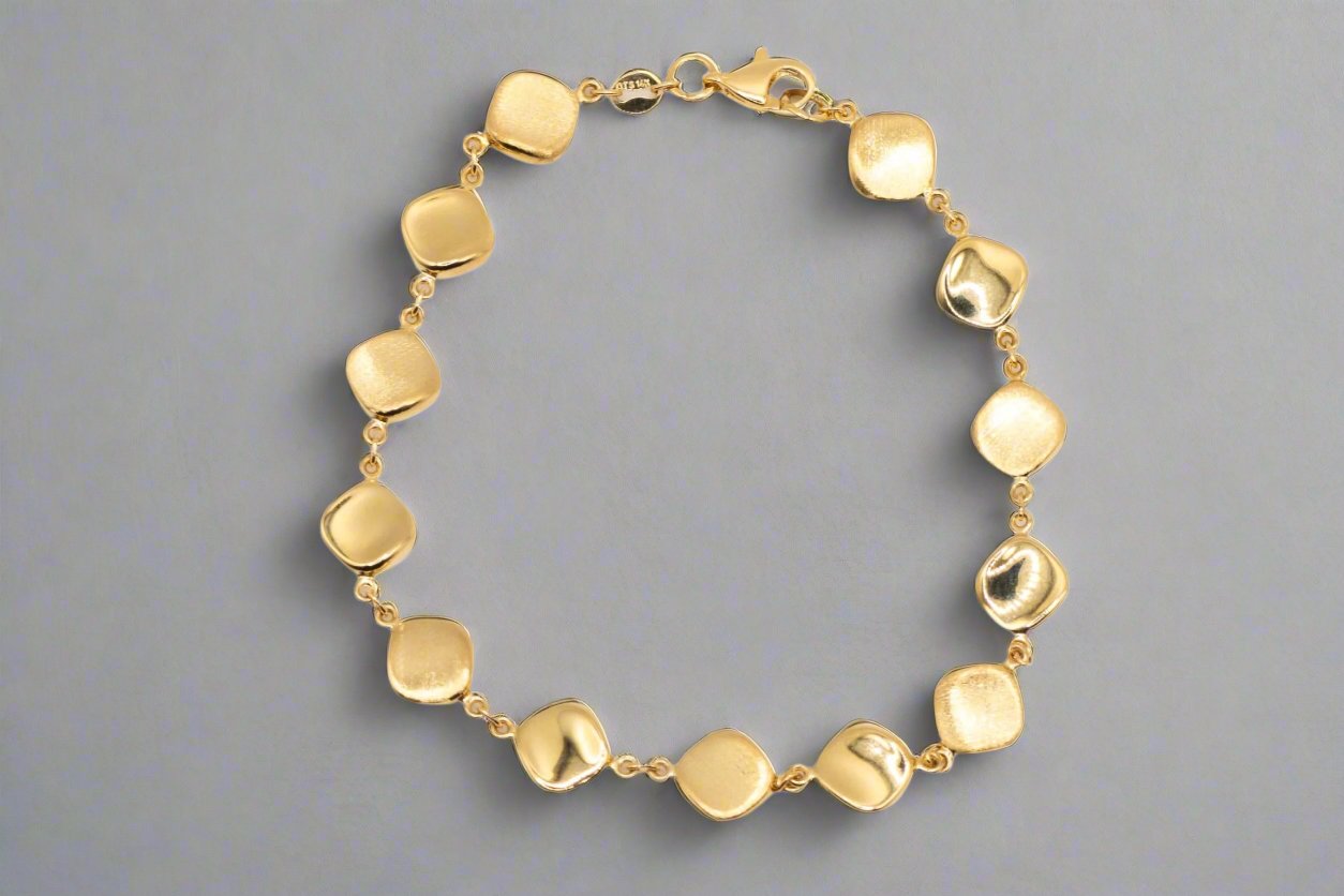 14k Gold Two-Tone Diamond Shapes Bracelet