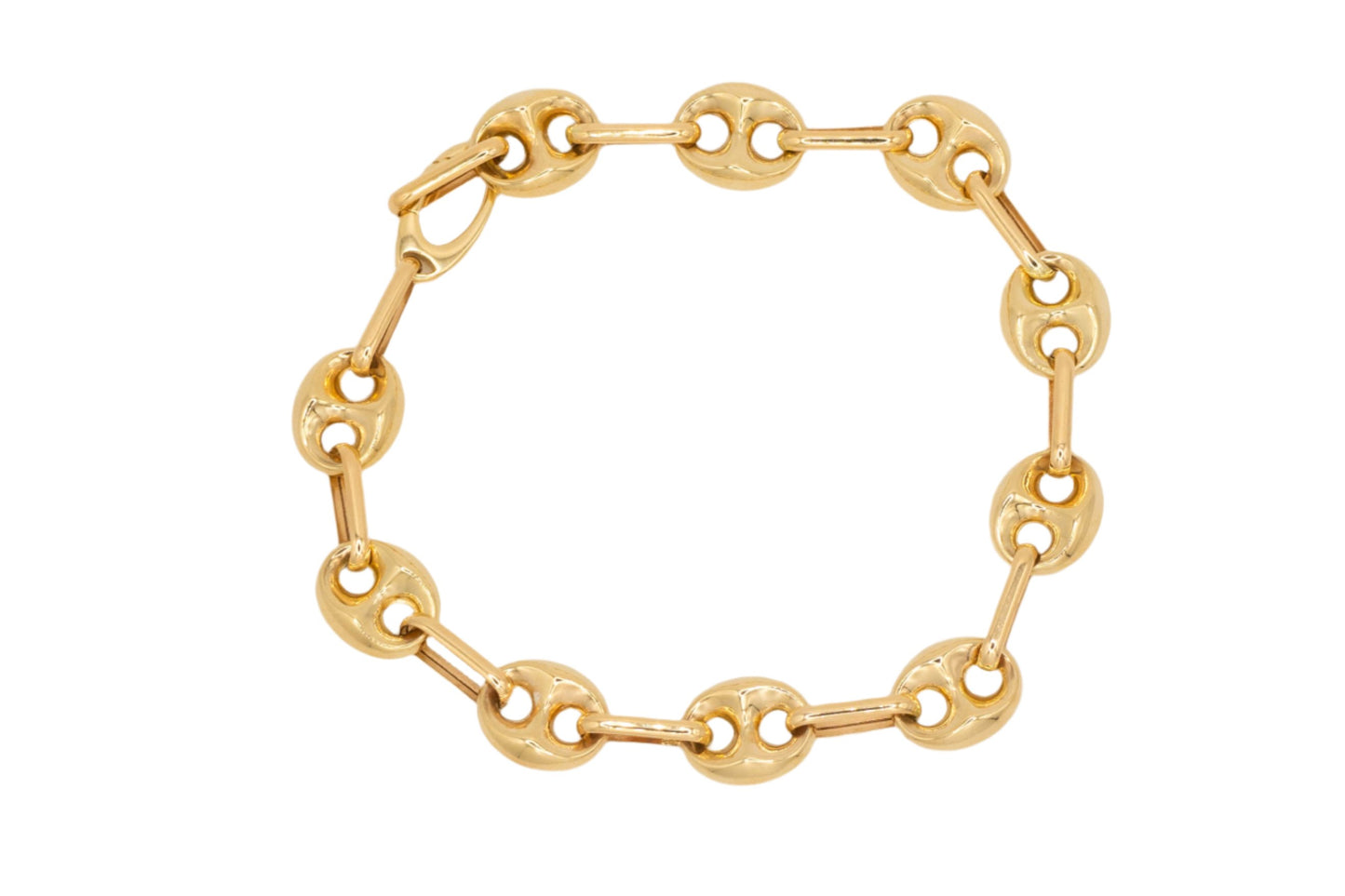 14k Gold Unique Double Circle Links Bracelet