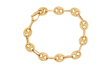 14k Gold Unique Double Circle Links Bracelet