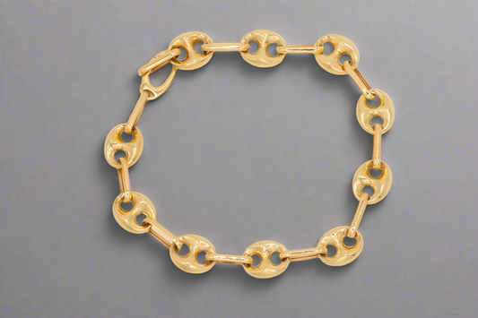 14k Gold Unique Double Circle Links Bracelet