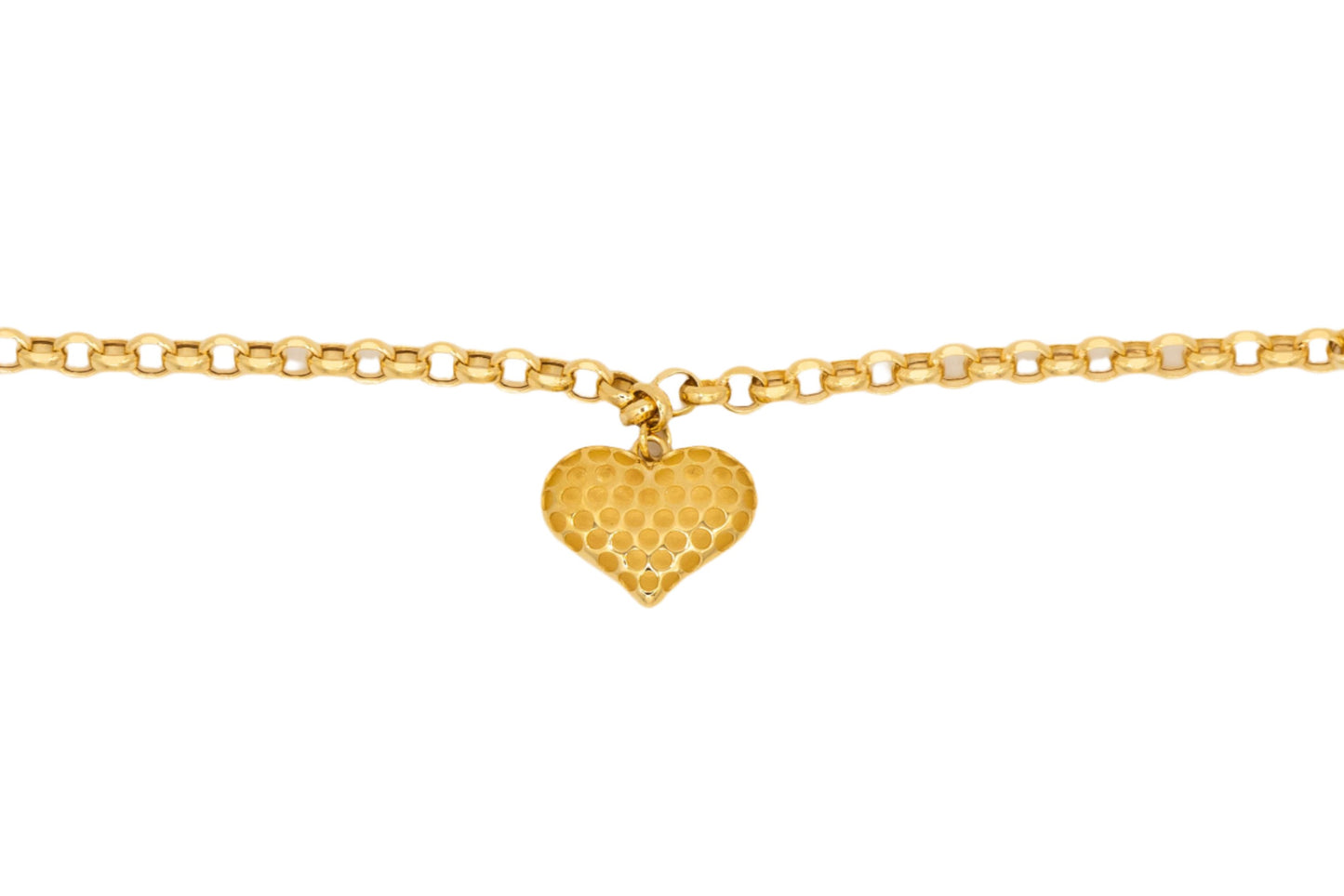 14k Gold Roller Chain with Heart Charm