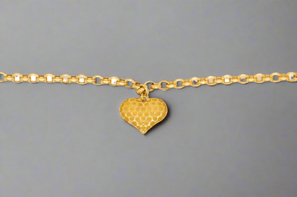 14k Gold Roller Chain with Heart Charm