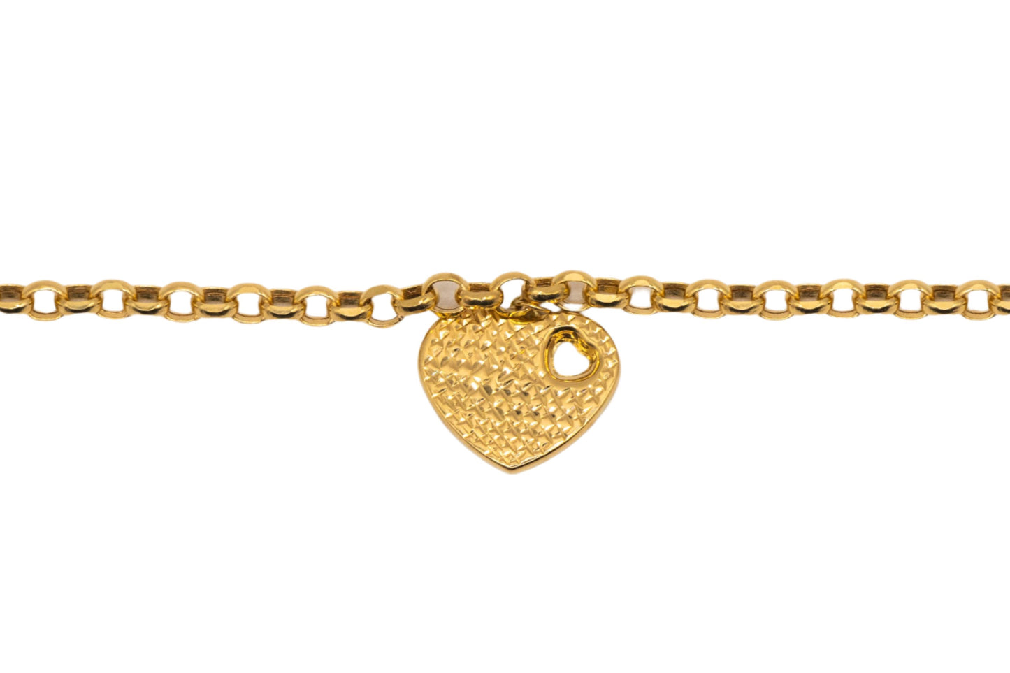 14k Gold Roller Chain with Thin Heart Charm