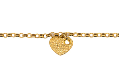 14k Gold Roller Chain with Thin Heart Charm