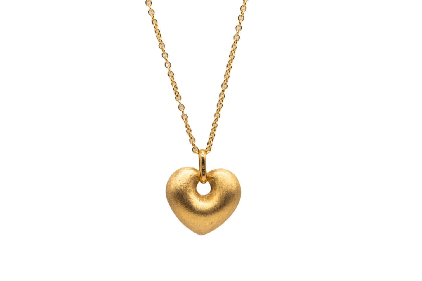 14k Gold Puffed Brushed Heart Pendant