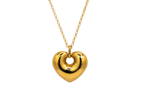 14k Gold Shiny Puffed Heart Pendant