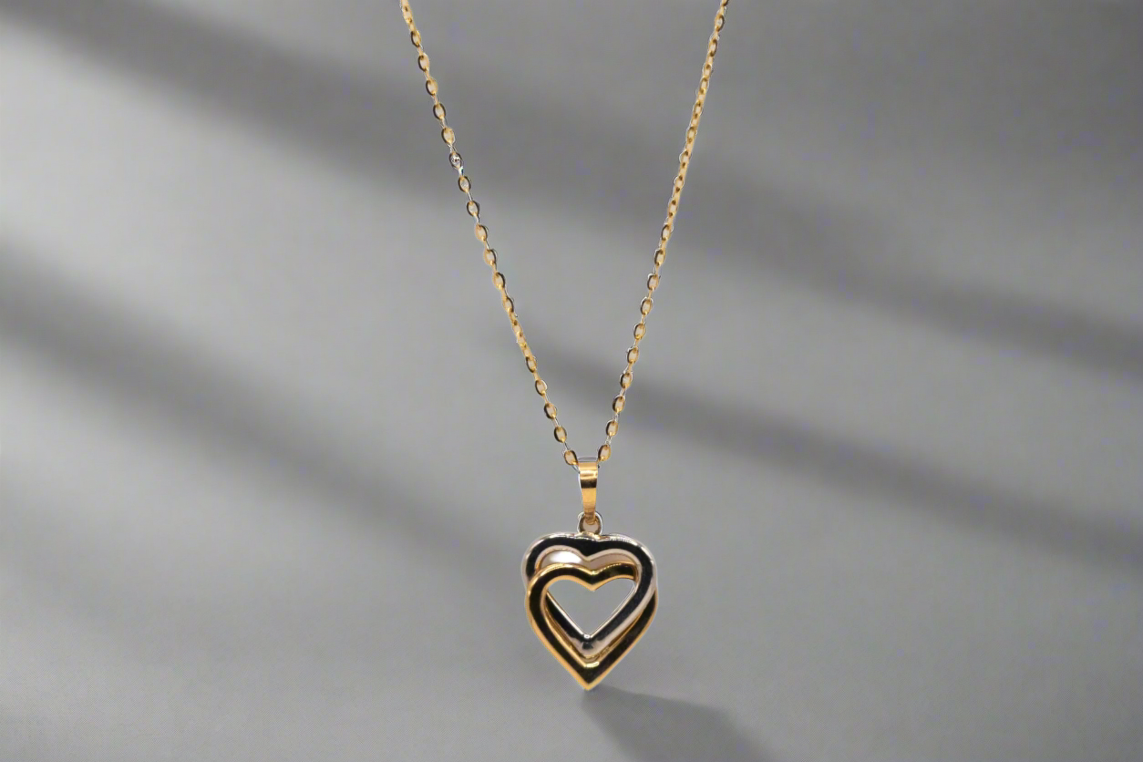 14k Gold Two-Tone Heart Pendant