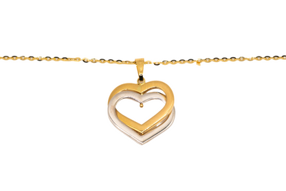 14K Gold Two-Tone Heart Pendant