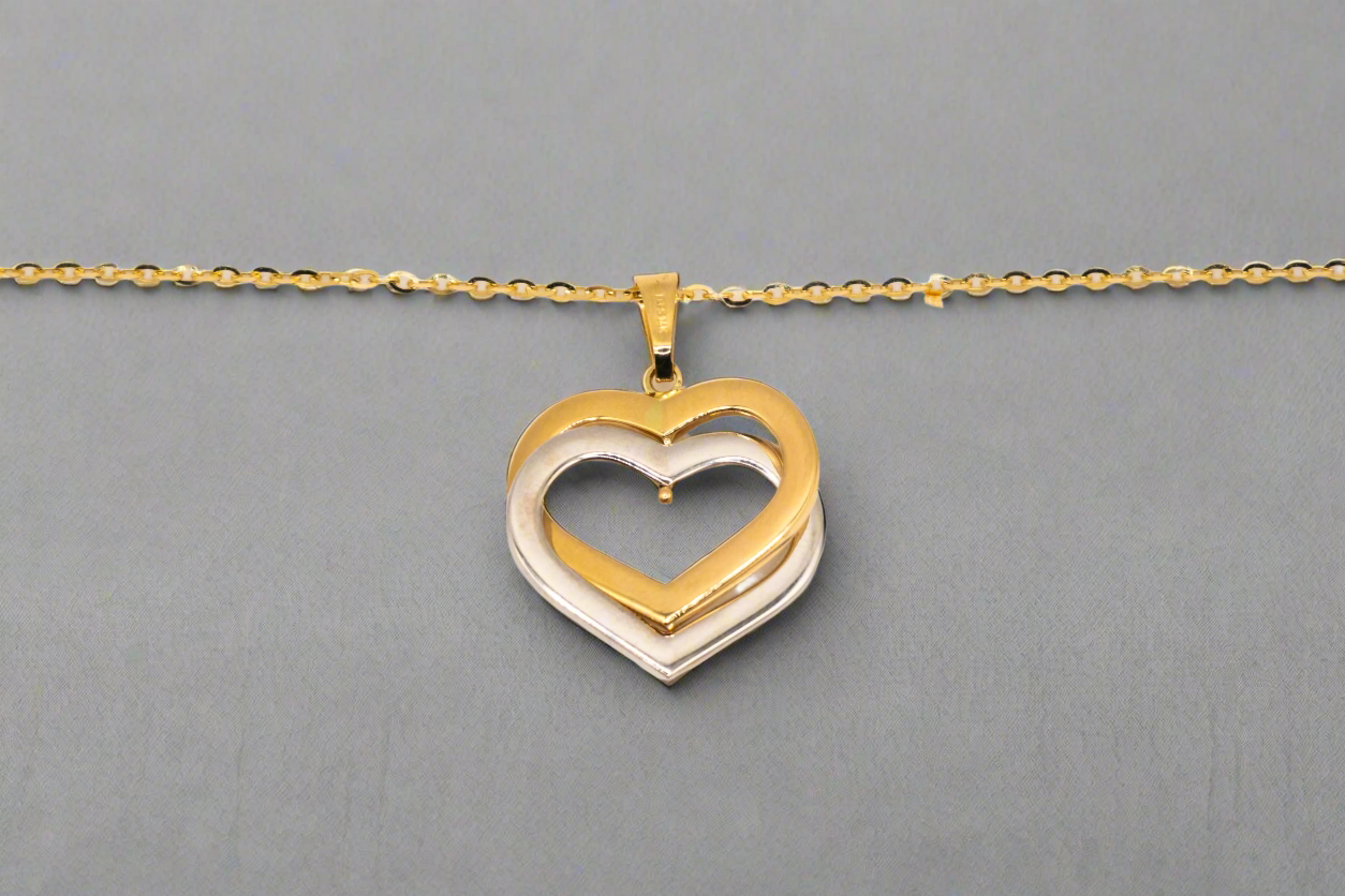 14K Gold Two-Tone Heart Pendant