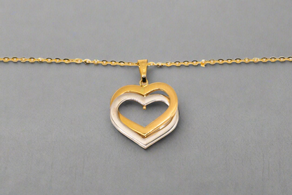 14K Gold Two-Tone Heart Pendant