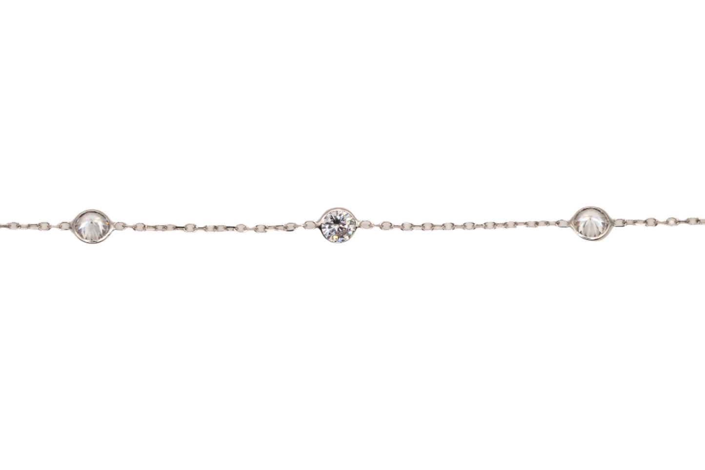 14k White Gold Necklace with Circle Diamonds