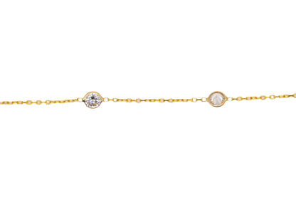 14k Yellow Gold Necklace with Circle Diamonds