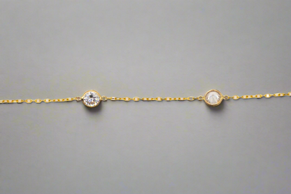 14k Yellow Gold Necklace with Circle Diamonds