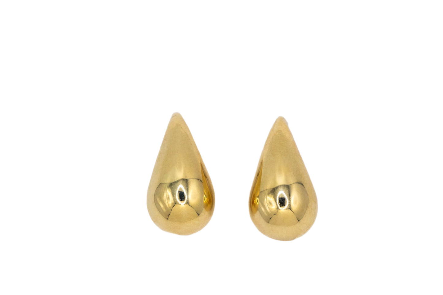 14k Gold Shiny Teardrop Earring- Medium