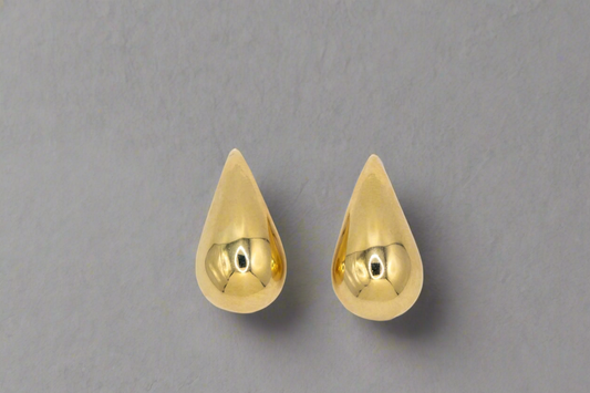 14k Gold Shiny Teardrop Earring- Medium