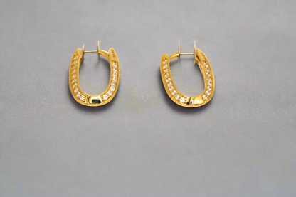 14k Gold Oval Hoop Earrings