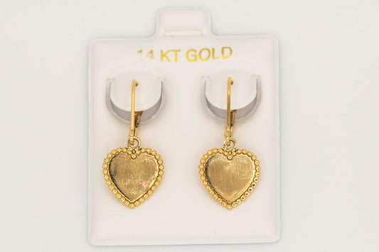 14k Gold Shiny Heart Outlined Hoop  Earrings