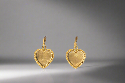 14k Gold Shiny Heart Outlined Hoop  Earrings