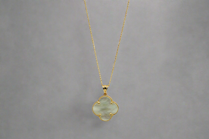 14k Gold Mother of Pearl Clover Necklace