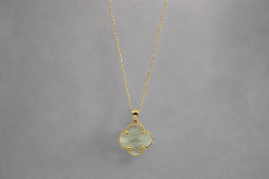 14k Gold Mother of Pearl Clover Necklace