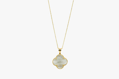 14k Gold Mother of Pearl Clover Necklace