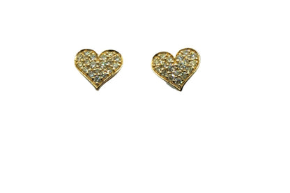 14k Gold Real Diamonds Heart Studs