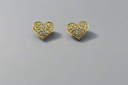 14k Gold Real Diamonds Heart Studs