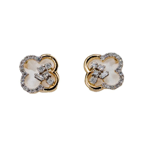 14k Gold Clover Diamond Studs