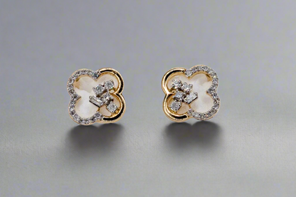 14k Gold Clover Diamond Studs