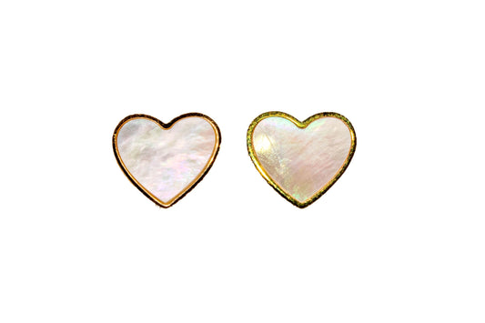 14k Gold Mother of Pearl Heart Earrings