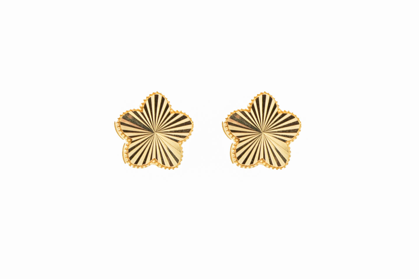 14k Gold Sunburst Clover Earrings