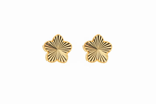 14k Gold Sunburst Clover Earrings
