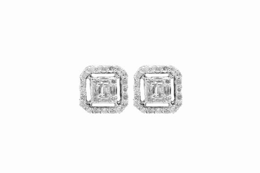 14k Gold Square Diamond Studs