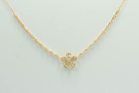14k Gold Flower Bar Necklace