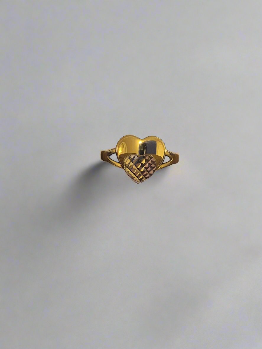 14k Double Heart Ring