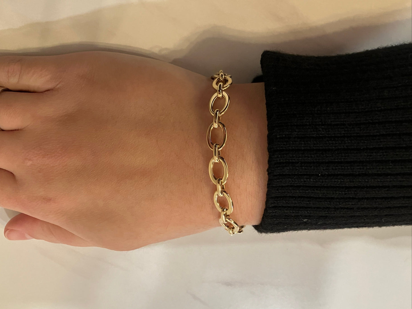 14k Gold Oval Links Bracelet