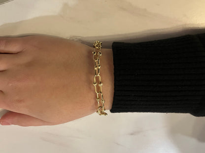 14k Gold Heart Link Bracelet