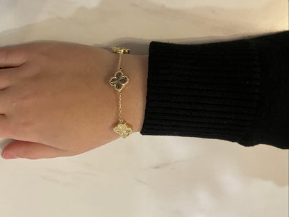 14k Gold Clover Sunburst Bracelet