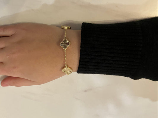 14k Gold Clover Sunburst Bracelet