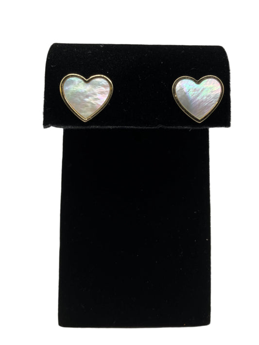 14k Gold Mother of Pearl Heart Earrings